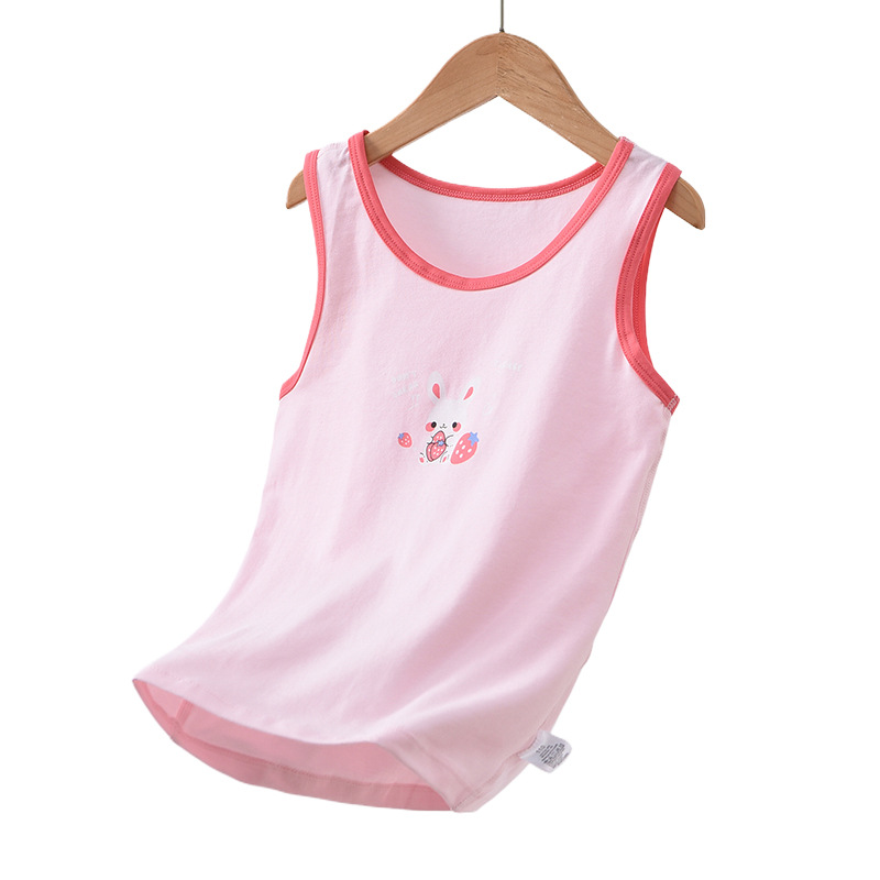 Algodón sin costuras Chaleco de verano nuevos niños y niñas bebé correa sin mangas sin hueso tocar fondo pijamas delgados moda