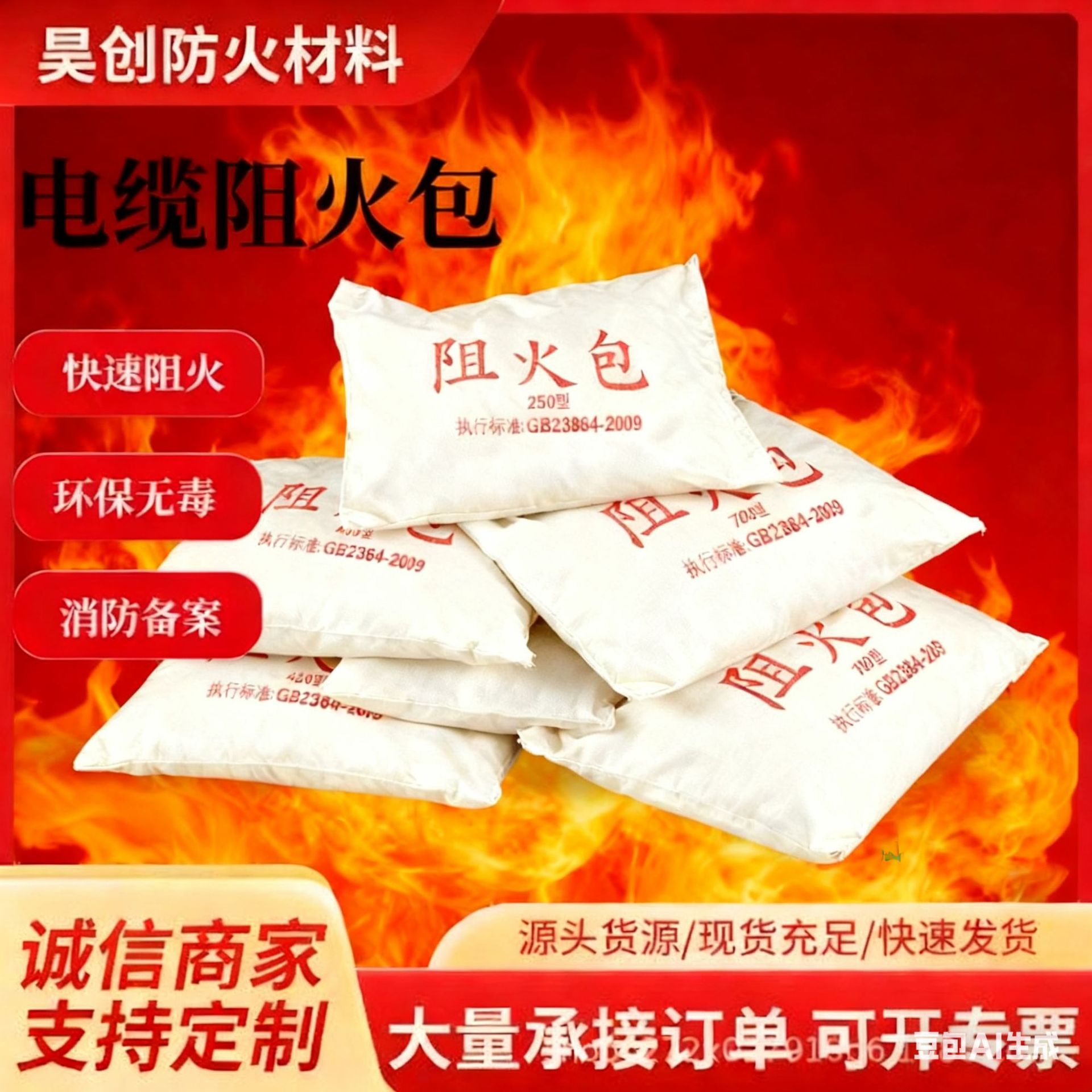 720型电缆阻火包 工地电力消防电缆竖井桥架封堵阻燃防火包阻燃包