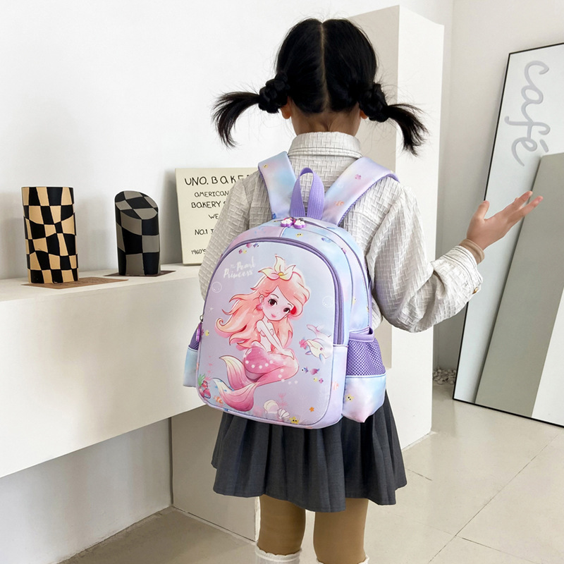Dibujos Animados lindo sirena mochila kindergarten pequeña niña lona pequeña mochila 3-6 años de edad ligera viaje mochila