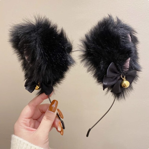 Cat Ear Hair Accessory Headband, Feminine Fox Headpiece, Cat Headband with Bell, Live Stream Prop, Funny Hair Clip, Rabbit
