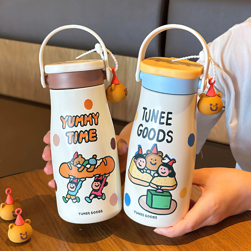 Tuneegoods Series Thermos Cup with Handle, Doll Silk Screen Design, Large Capacity Drinking Cup, 316 Stainless Steel Tuneegoods Series Thermos Cup with Handle, Doll Silk Screen Design, Large Capacity Drinking Cup, 316 Stainless Steel