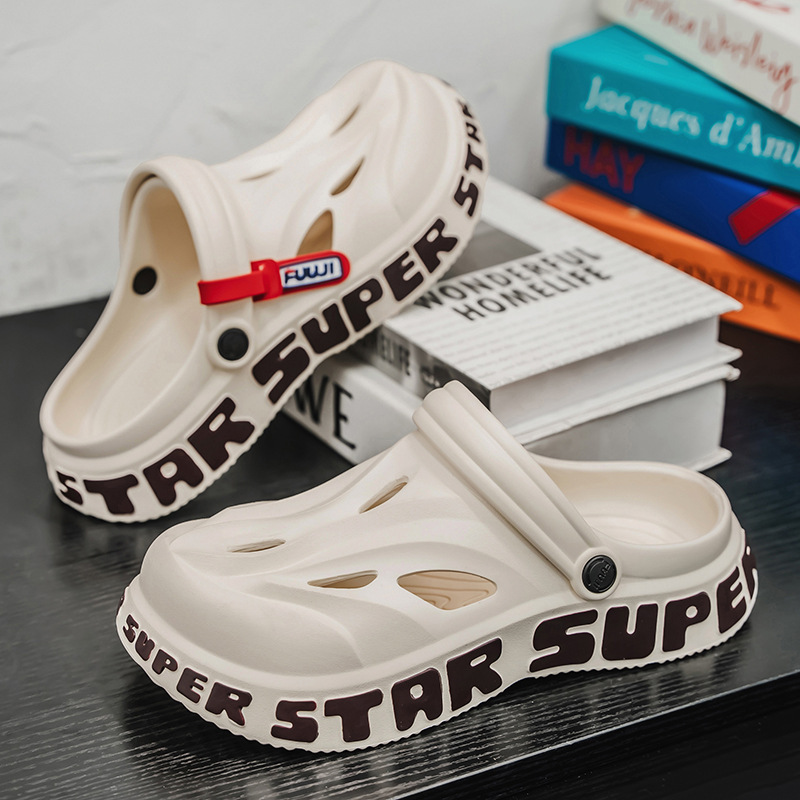 Zapatos con agujeros exteriores para hombres antideslizantes para niños 2025 nuevas zapatillas zapatos de playa sandalias de campamento para hombres verano