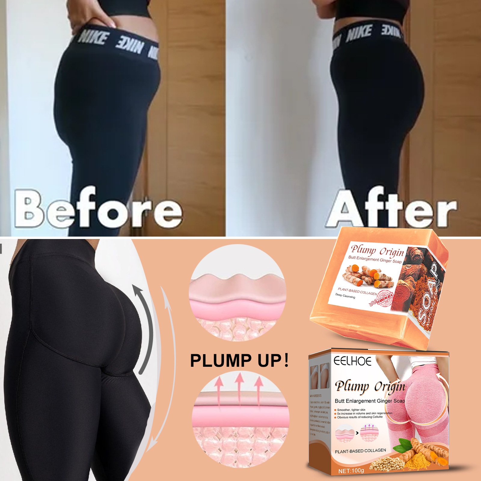 EELHOE Ginger Butt Lifting Soap Firming Lifting Buttocks Peach Buttocks Body Cleansing Soap Former og fukter rumpa_voghion.com