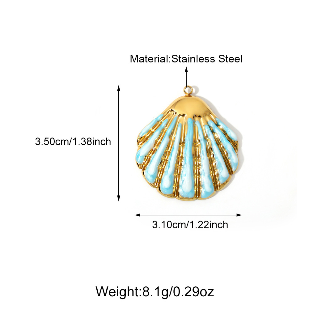 4g Weight Pendant Jewelry Making Type Charms Classification 1 Piece Quantity 304 Stainless Steel Material Shell Pattern All Seasons Season Polished Finish Plating Design Beach Style 1 Piece 304 Stainless Steel Shell Polished Pendant Charms 4