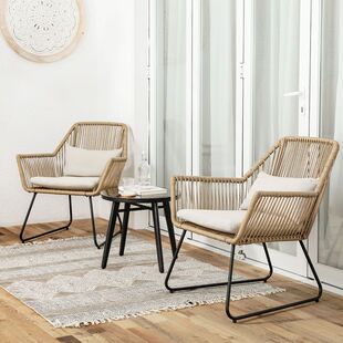 Scandinavian Ins Style Table and Chair Combination Courtyard Rattan Chair Outdoor Outdoor Hotel Leisure Balcony Rattan Chair Three-Piece Set