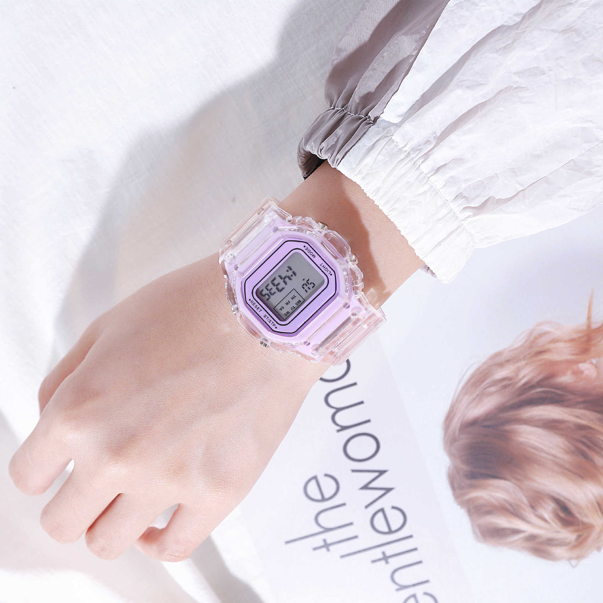 Sports Solid Color Buckle Electronic Women's Watches display picture 3