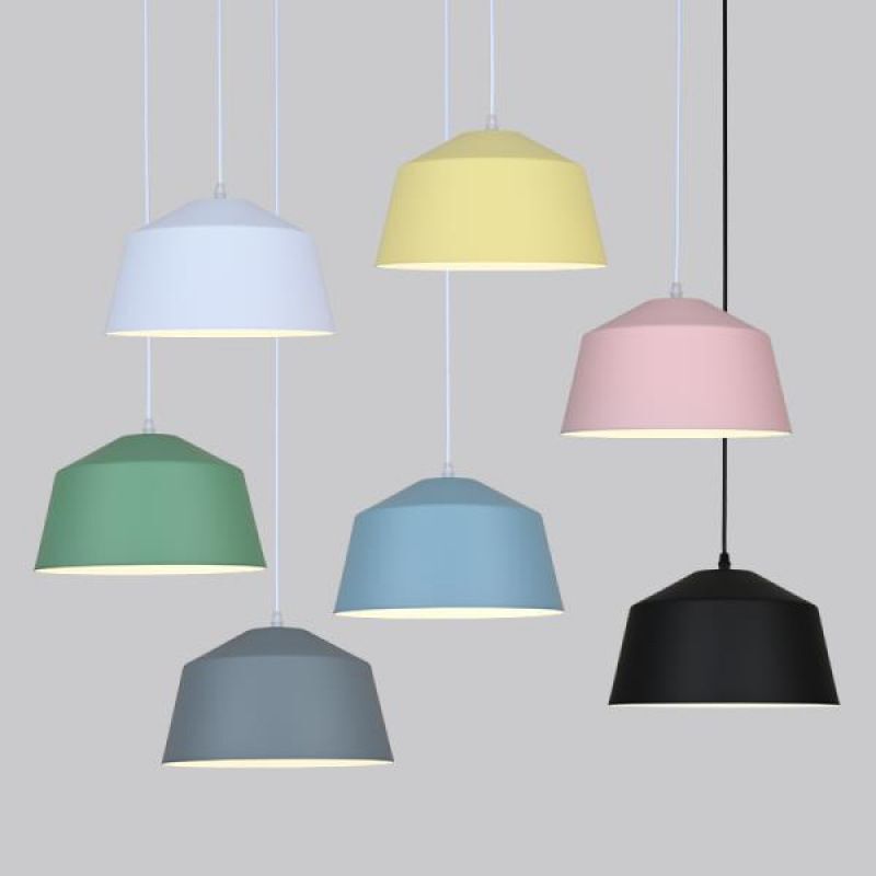 Creative and Unique Single-Head Restaurant Pendant Light, Hotel Bar Counter Shop Macaron-Colored Industrial Style Commercial Lampshade