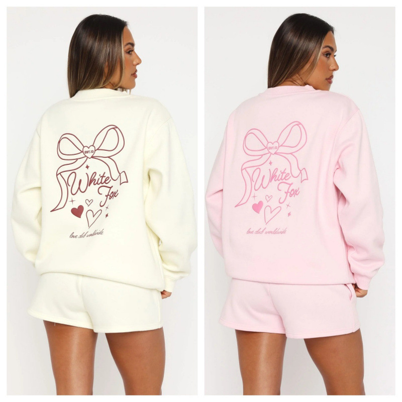 Spring and summer 2025 new Amazon independent station Europe and the United States cross-border women's long sleeve bow printed sweatshirt sweater Spring and summer 2025 new Amazon independent station Europe and the United States cross-border women's long sleeve bow printed sweatshirt sweater