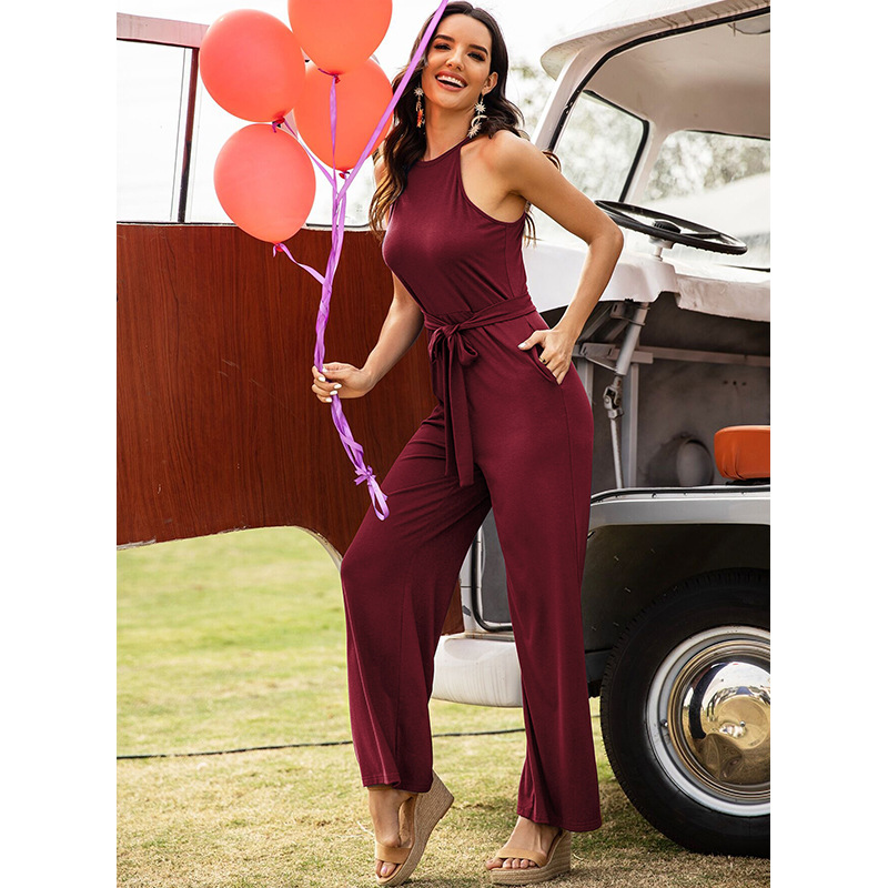 solid color halter jumpsuit NSSA50972