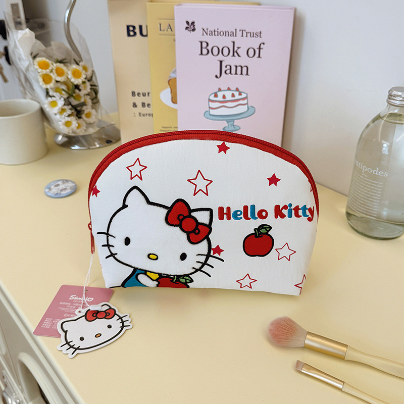 Sanrio estereoscópico de moda HelloKitty bolsas de maquillaje bordadas de gran capacidad de alta belleza viajes bolsas de baño portátiles