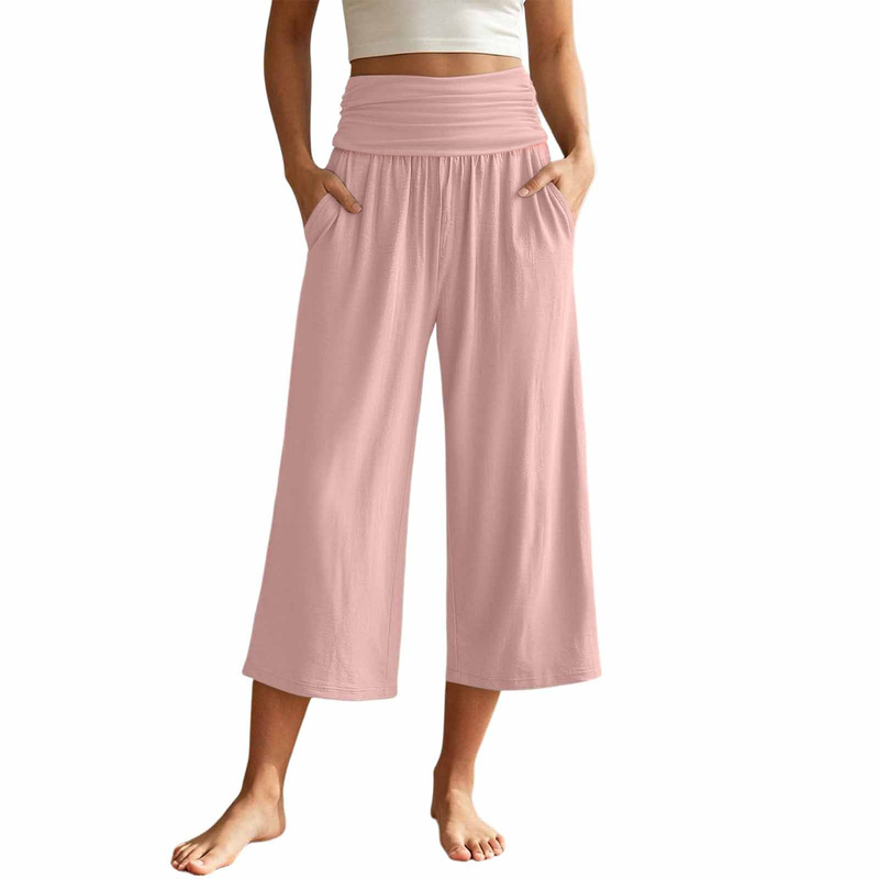 In-Stock European and American Cross-Border Spring/Summer High-Waisted Slimming Loose Casual Comfortable Wide-Leg Elegant and Stylish Cropped Pants In-Stock European and American Cross-Border Spring/Summer High-Waisted Slimming Loose Casual Comfortable Wide-Leg Elegant and Stylish Cropped Pants