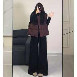 300斤大码叠穿马甲棉服女冬季休闲百搭无袖慵懒棉衣设计感外套