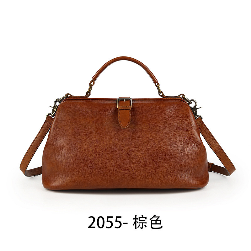 【Direct from Manufacturer】First-Layer Cowhide Versatile Handbag Doctor's Bag Women's Handbag Crossbody Bag Cross-Border In-Stock 【Direct from Manufacturer】First-Layer Cowhide Versatile Handbag Doctor's Bag Women's Handbag Crossbody Bag Cross-Border In-Stock