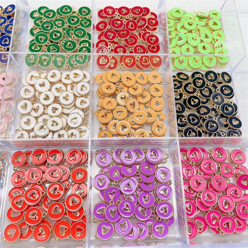 20 PCS/Package 12 * 14mm Alloy Multicolor Peach Heart Shape Pendant DIY Jewelry Accessories Bracelets Necklace display picture 2