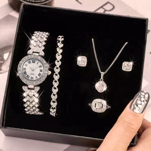 Watch set 5pcs/set women's fashion light luxury watch set classic style with picture box