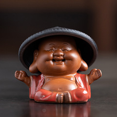 Creative Maitreya Buddha purple sand tea pet Laughing Buddha small ornaments tea leak pen holder tea set accessories tea filter leak all-ceramic filter