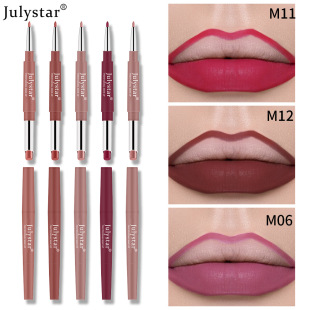 Cross-border wholesale matte matte matte double-headed lipstick pen natural lasting pink lipstick lip liner makeup