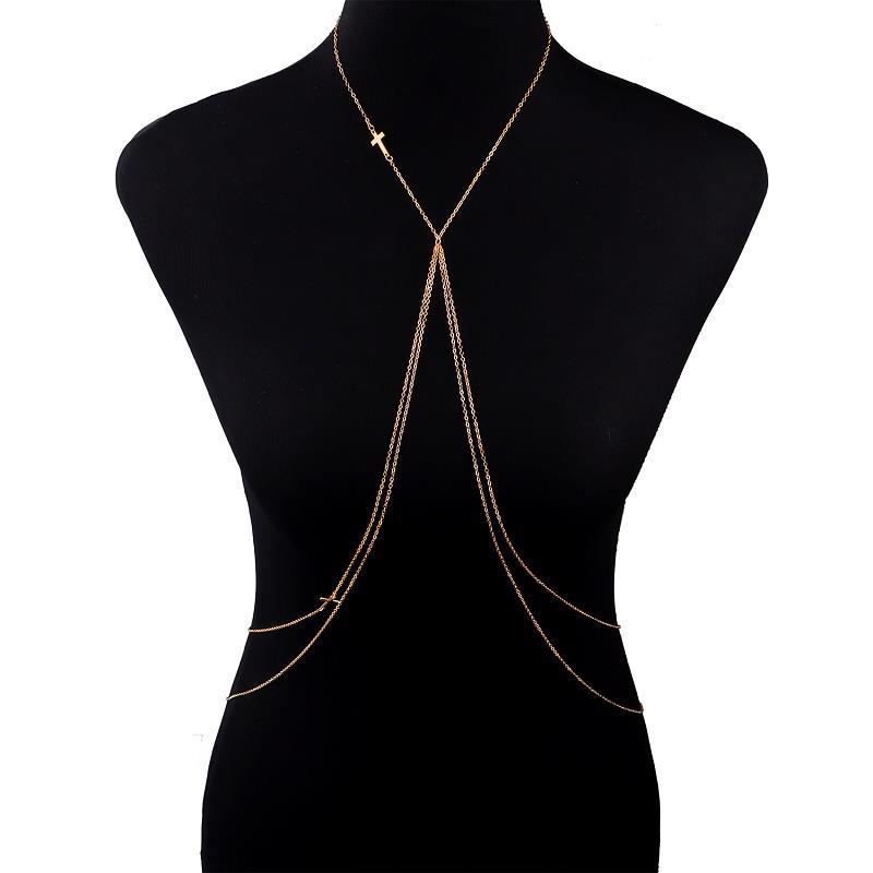 Joyería de comercio exterior europea y americana de 2018, accesorios de ropa de estilo callejero simple, cadena corporal geométrica y sexy, accesorio de pecho versátil y moderno.