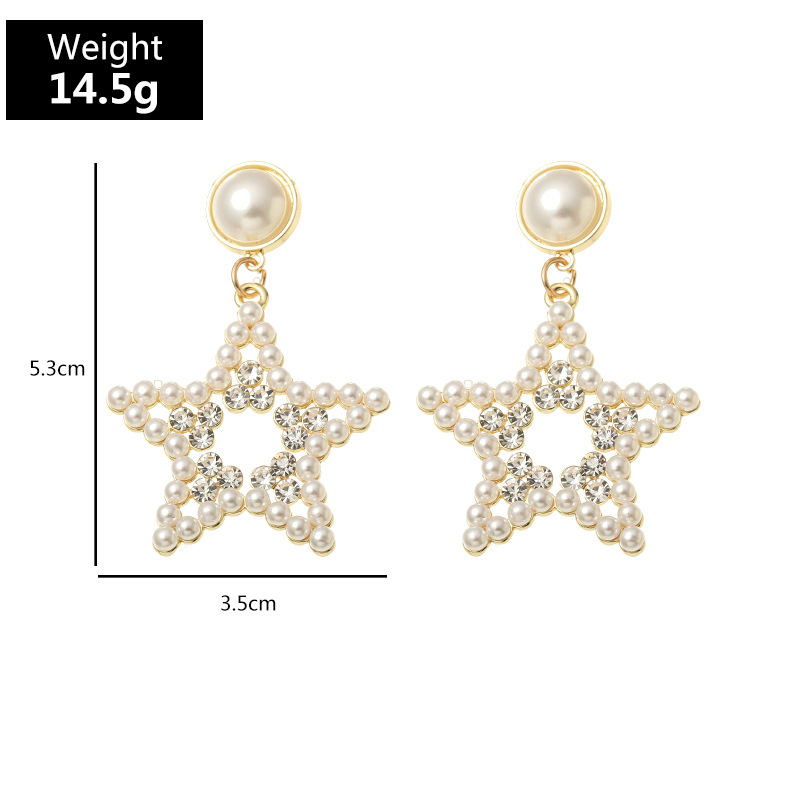 Pendientes Redondos De Perlas De Estrella De Cinco Puntas De Moda display picture 20