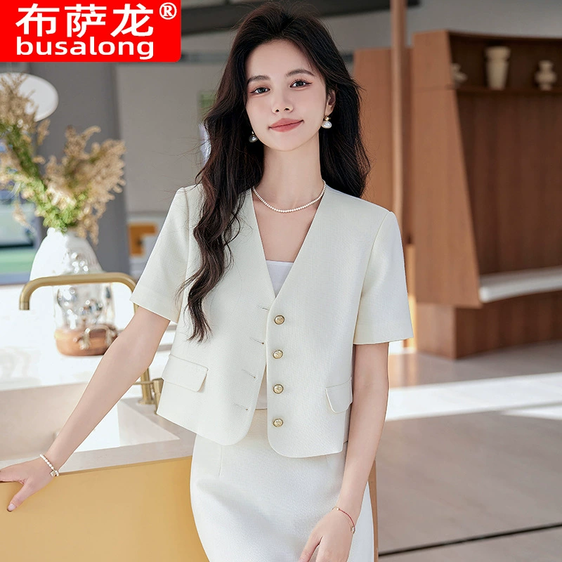 2024 Новый busaron busalong женский профессиональный костюм с короткими рукавами костюм формальная одежда костюм рабочая одежда женщины 6512
