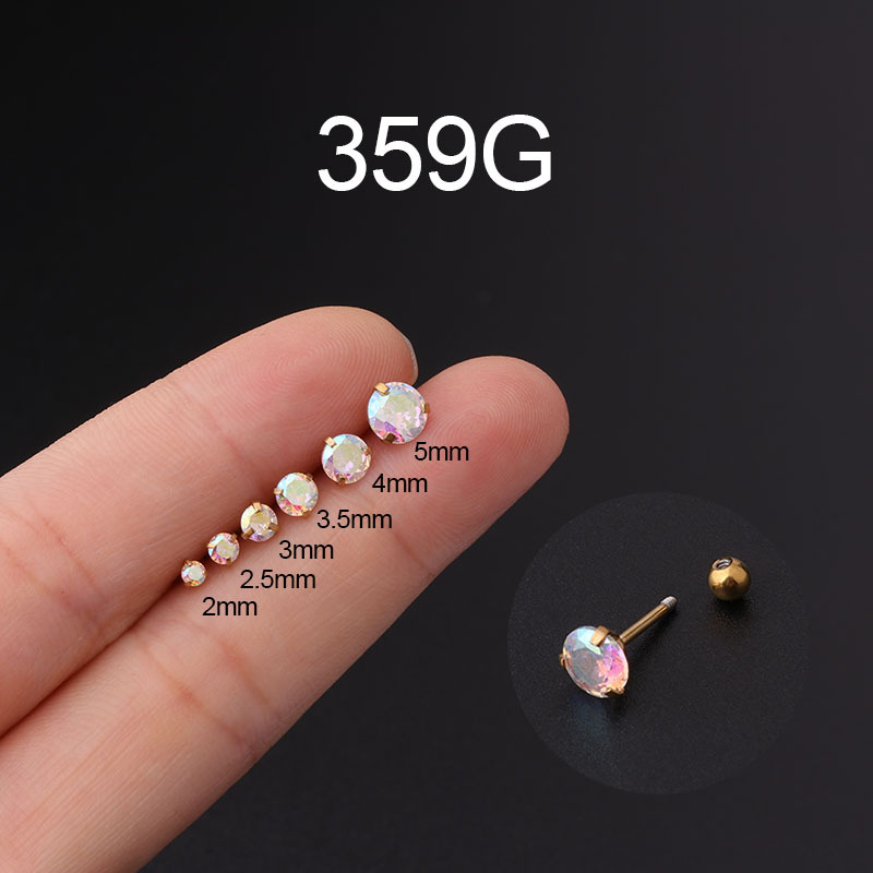 Ear Cartilage Rings & Studs Simple Style Geometric 316 Stainless Steel  Plating Zircon display picture 5