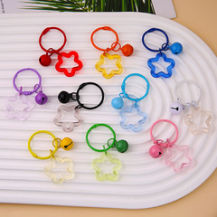 新しいカラーアクリル甘い透明な五芒星のキーホルダーのペンダントdiyの小さい清新な装飾のカバンの装飾