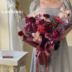 芯苼 喜慶包裝紙系列紅色包花紙鮮花婚禮花束結婚手工diy禮品花店