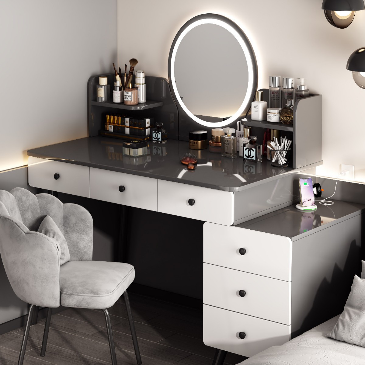 Comedor de vestir dormitorio pequeño estilo simple y moderno mesa de maquillaje 2026 nuevo lujo ligero y alta sensación armario de almacenamiento en uno