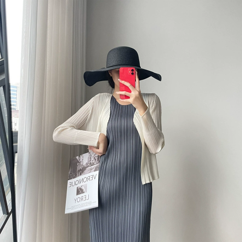 Короткая куртка Miyake с плиссировкой серии PP, весенне-летне-осенний стиль 2025 года, кардиган для похудения, многоцветное платье для женщин