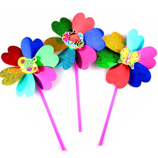 Single Layer Laser Sequin Small Windmill Outdoor Activities Stall Supply Children's Toys Kindergarten Gift Colorful Windmill