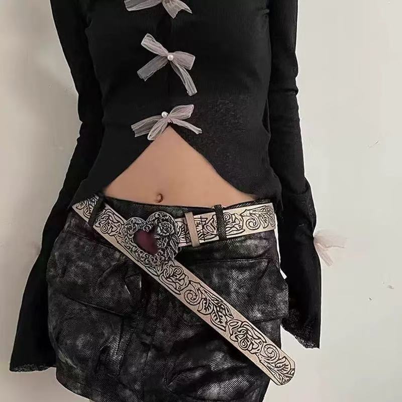 レトロなデニムデザインベルト女性の個性 y2k 古いアメリカンスタイルのジーンズベルト装飾パンツベルトトレンディ