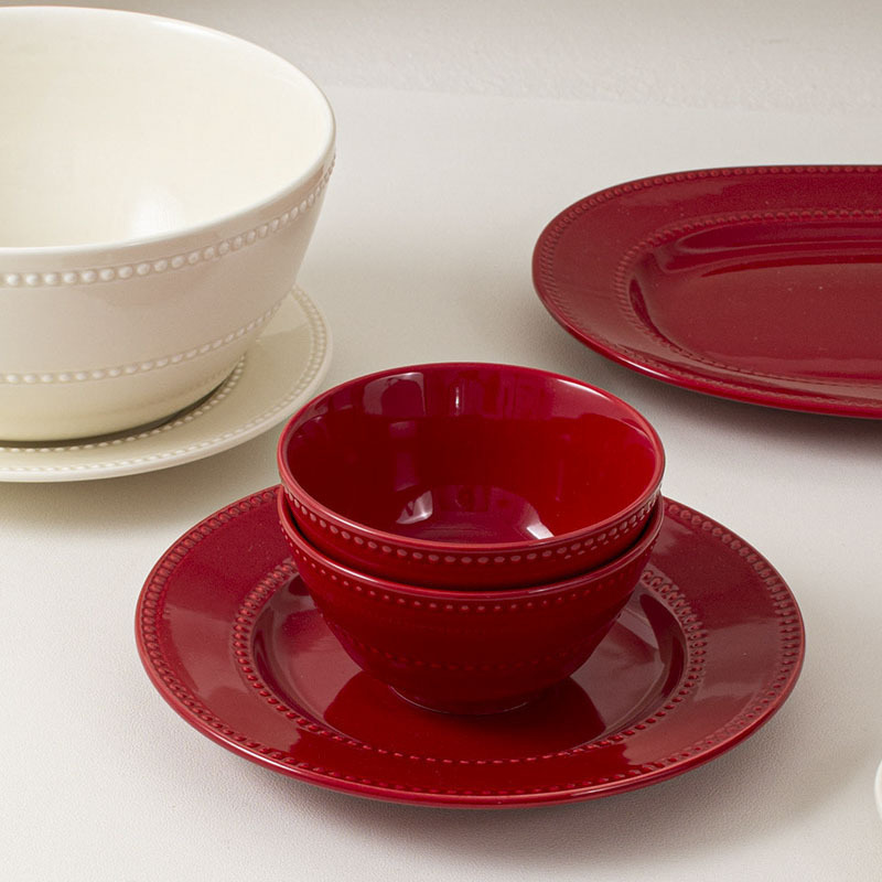 Underglaze Color Red Dishes, Tableware, Noodle Bowls, Household New...