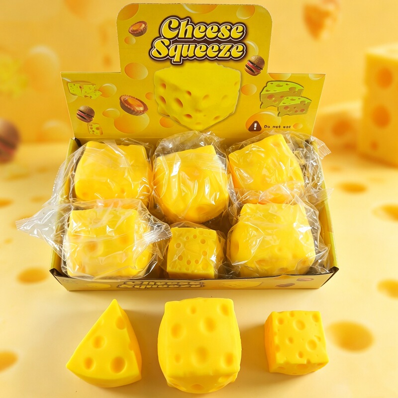 Cheese Squishy Stress Relief Toy, Realistic Large Square Triangle Cheese Hand-Squeezing Slow Rebound Toy Wholesale
