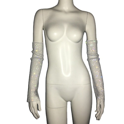 Eurasian cross-border beaded fishnet sleeveless gloves sexy nightclub style partner arm cover gloves with sparkling diamonds hot girl dancing sleeves