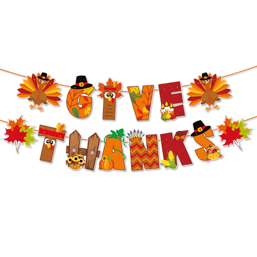 Nueva decoración de Acción de Gracias dar gracias tire bandera Turquía pastel plug-in otoño decoraciones del partido