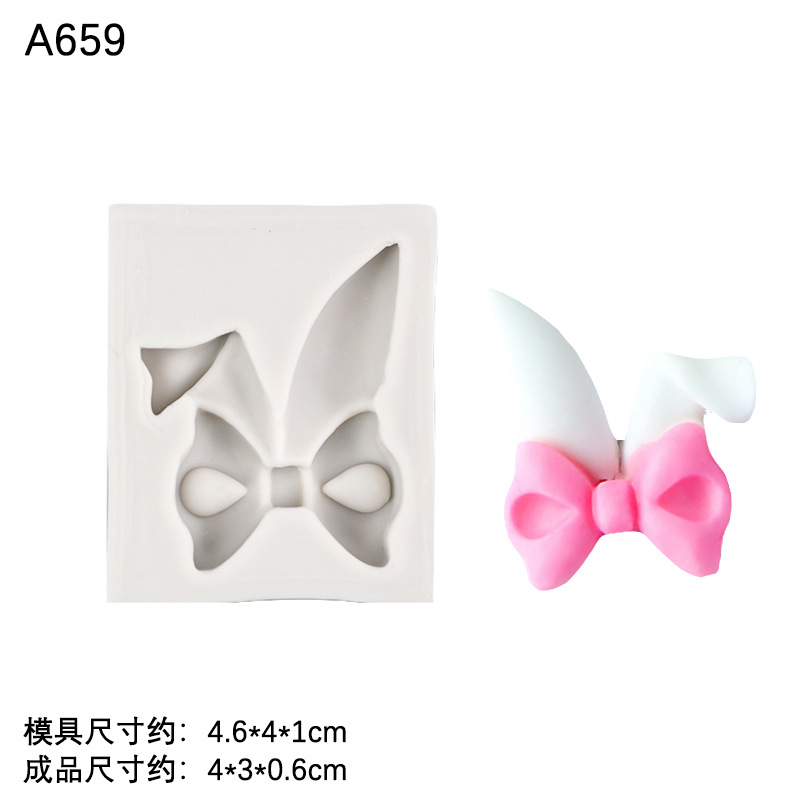 Orejas de conejo arco dibujos animados conejo pato molde silicona hornear decoración chocolate fondant Accesorios