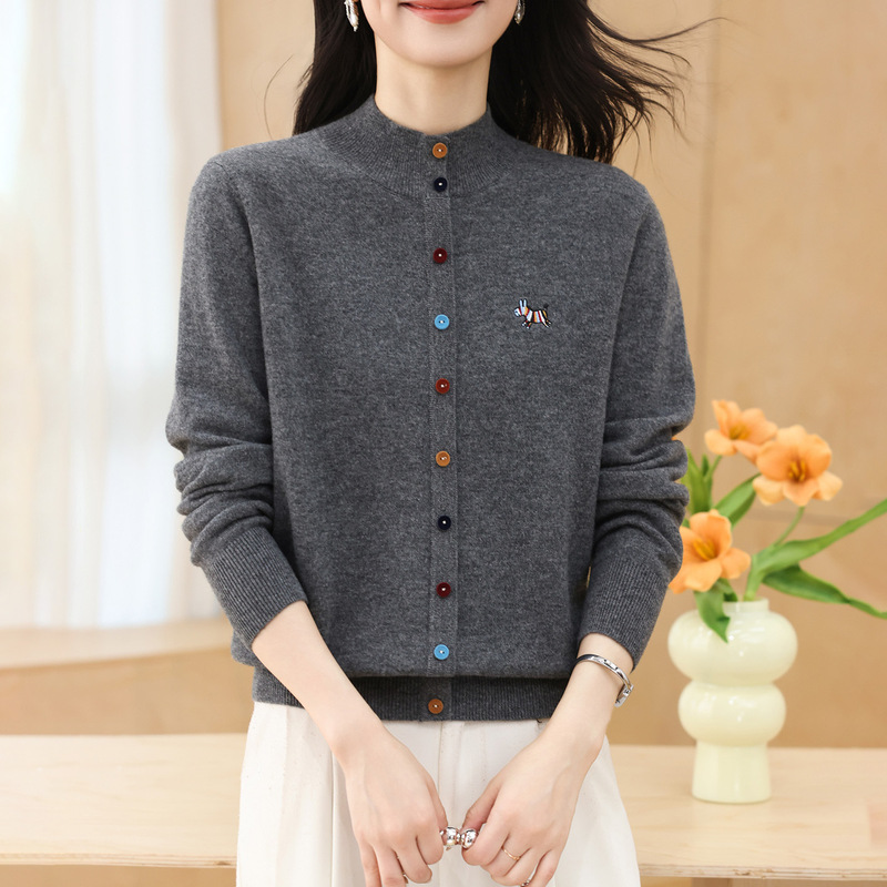 Puyuan 100% Pure Wool Sweater Women's Autumn and Winter Half Turtleneck 2025 New Mother's Style Sweater Knitted Bottoming Shirt