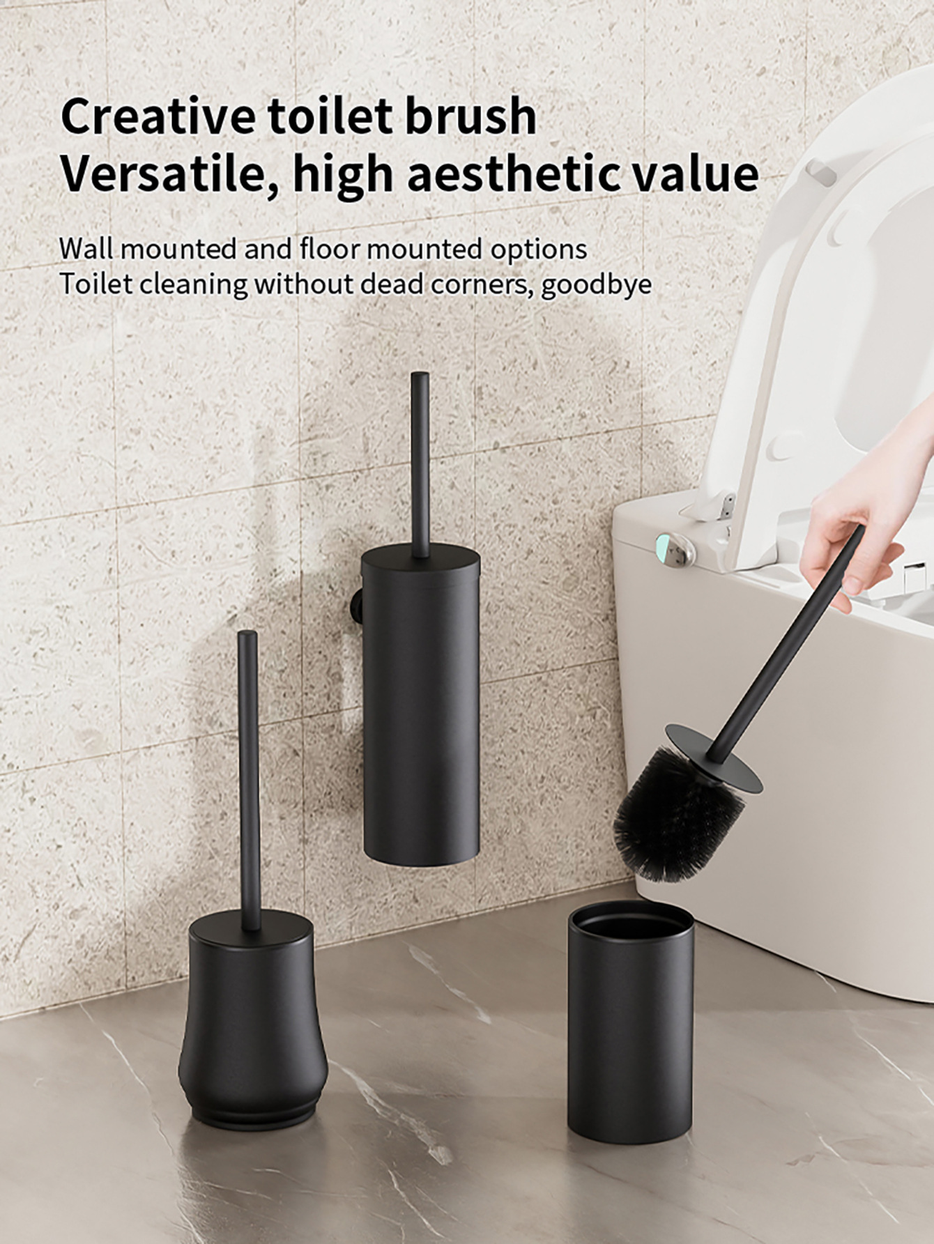 Toilet Base Home Use 360°Toilet Brush With Long Handle For Cleaning Without Dead Angles_voghion.com