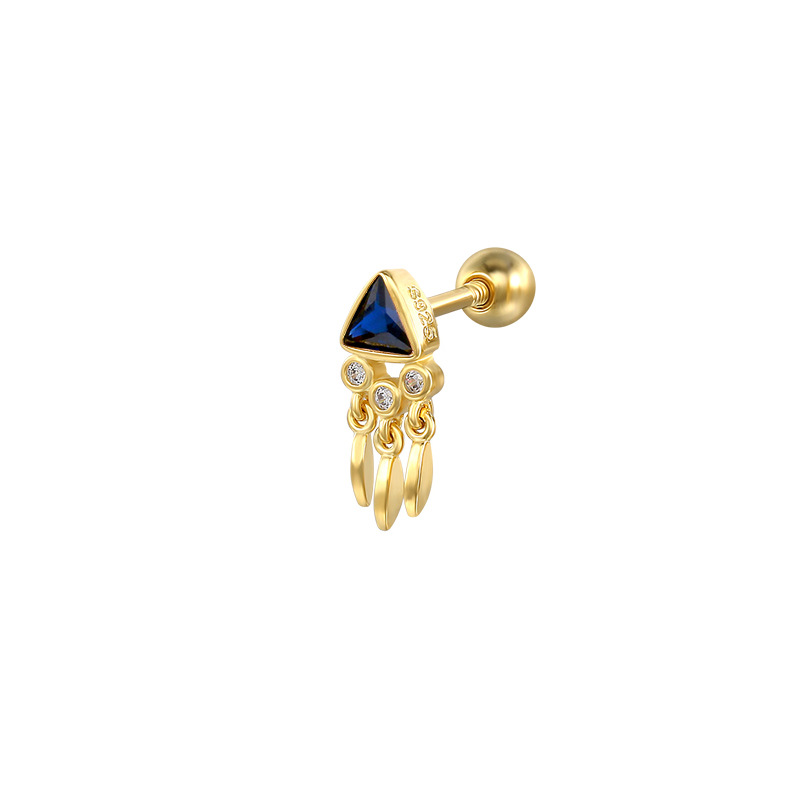2g Weight 18K Gold Plated Plating Material Ear Studs Classification 1 Piece Quantity Holiday, Daily Occasion 925 Sterling Silver Material Triangle, Tassel Pattern Unisex Gender Casual, Simple Style Style 1 Piece Ear Cartilage Rings & Studs Casual Simple Style Triangle Tassel 925 Sterling Silver 18K Gold Plated 6