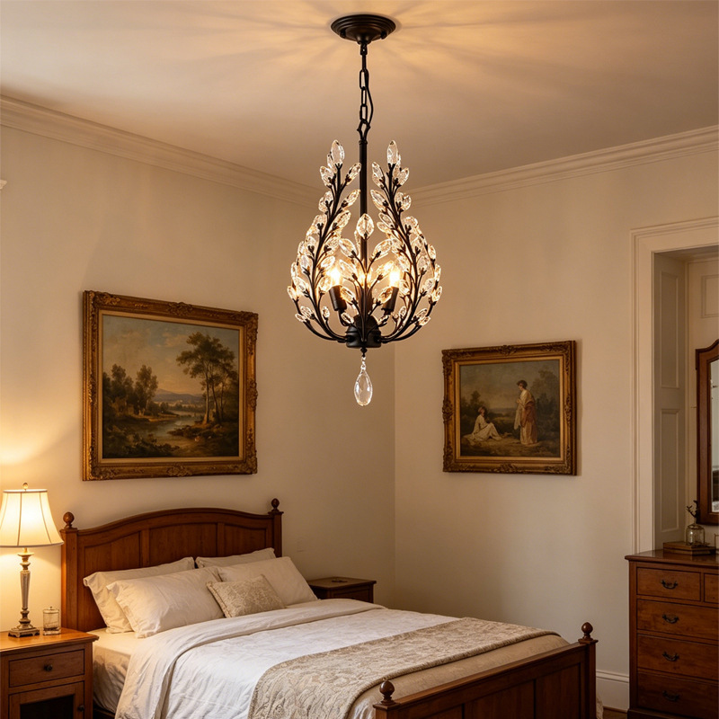 American-Style Crystal Chandelier, French-Style Retro Creative Personality, Simple Bedroom, Study Room Lighting, Restaurant Bar Chandelier American-Style Crystal Chandelier, French-Style Retro Creative Personality, Simple Bedroom, Study Room Lighting, Restaurant Bar Chandelier
