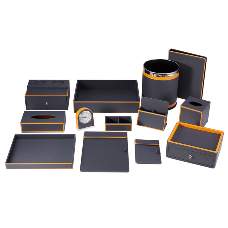 酒店客房用品皮具纸巾盒民宿宾馆垃圾桶便签夹托盘遥控座易耗品盒