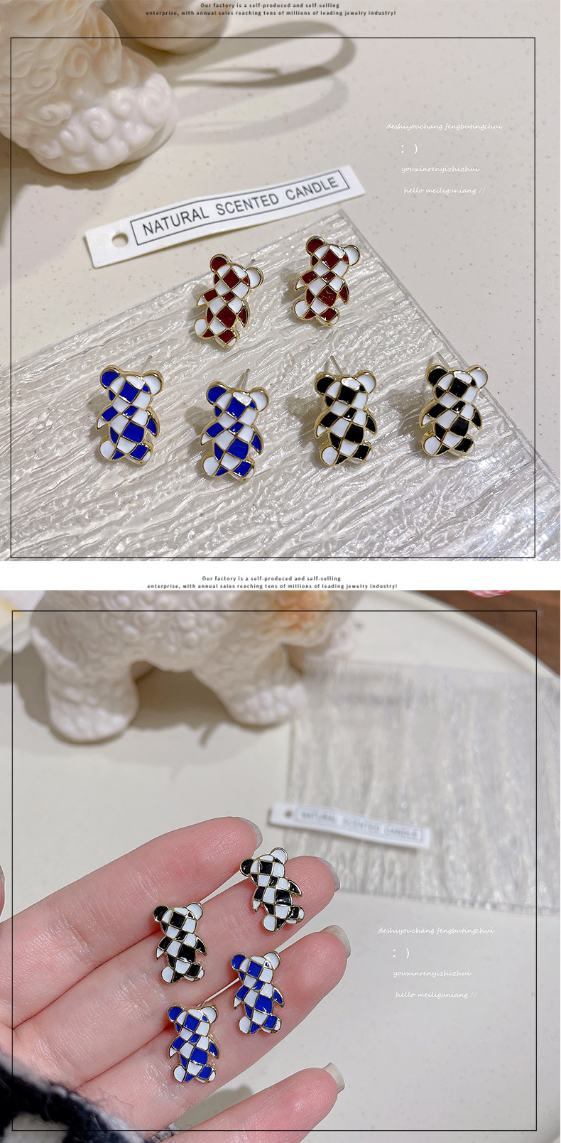 1 Pair Fashion Bear Alloy Enamel Womenu0027S Ear Studs