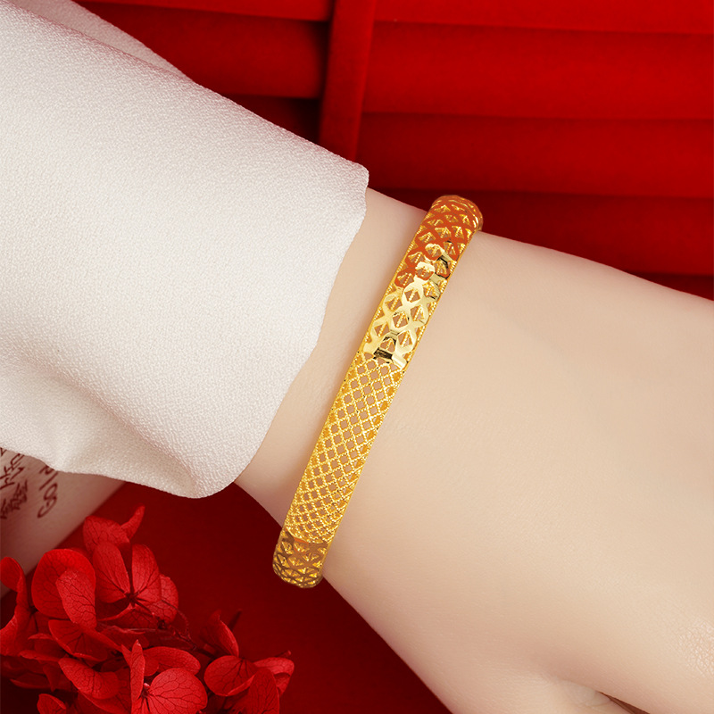 Pulsera de hebilla cloisonne de oro pulsera de malla hueca entrelazada estilo nacional de las mujeres elegante de imitación de todo fósforo Fuente de la fábrica de oro