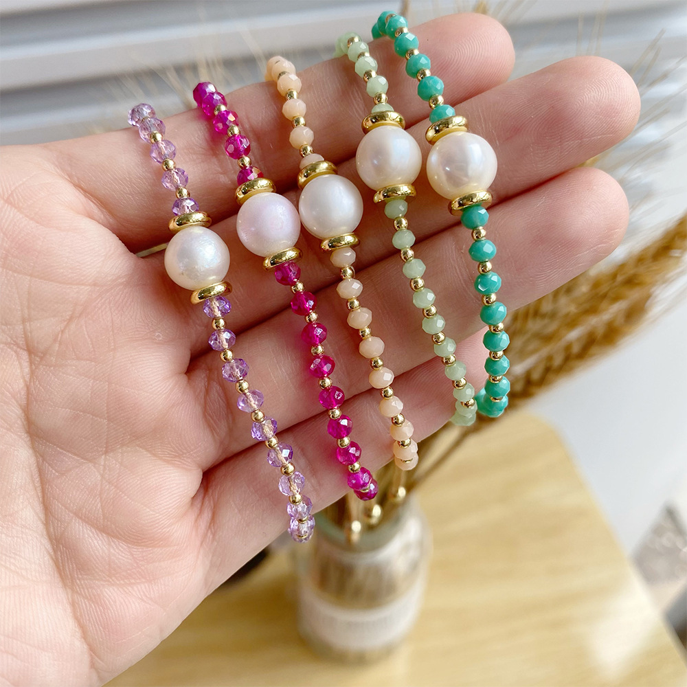 1 Piece Quantity 1 Piece Fashion Geometric Artificial Crystal Freshwater Pearl Beaded Unisex Bracelets