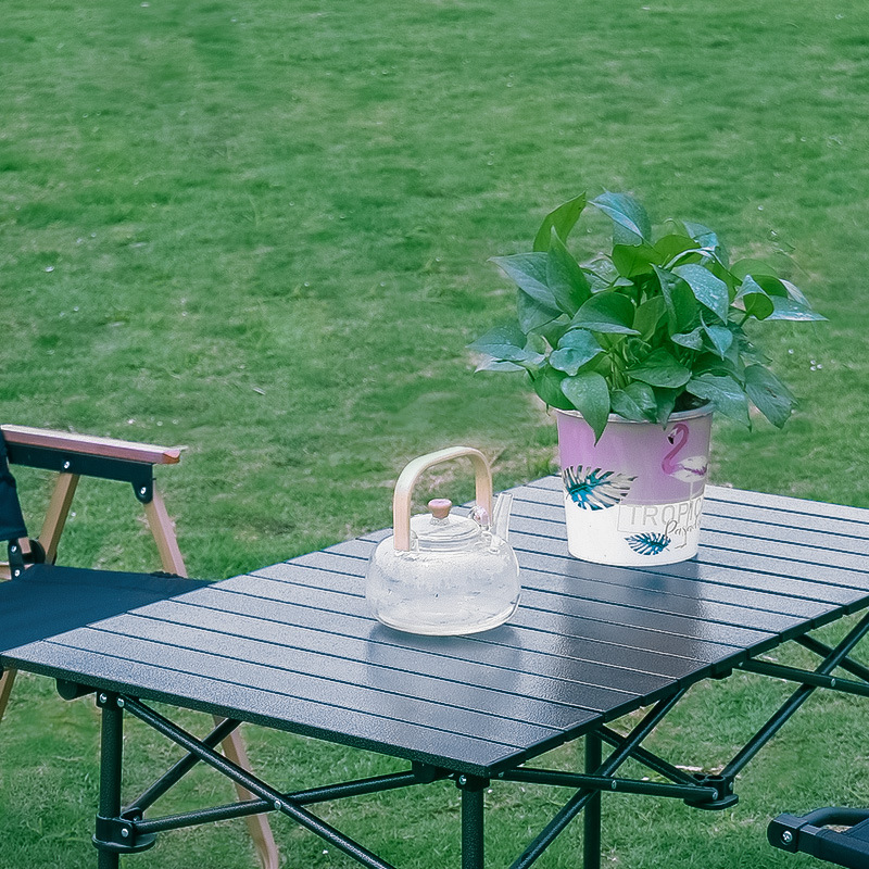 Outdoor Table and Chair Combination Beach Chair Leisure Chair Camping Camping Portable Folding Table Folding Chair Aluminum Alloy Egg Roll Table
