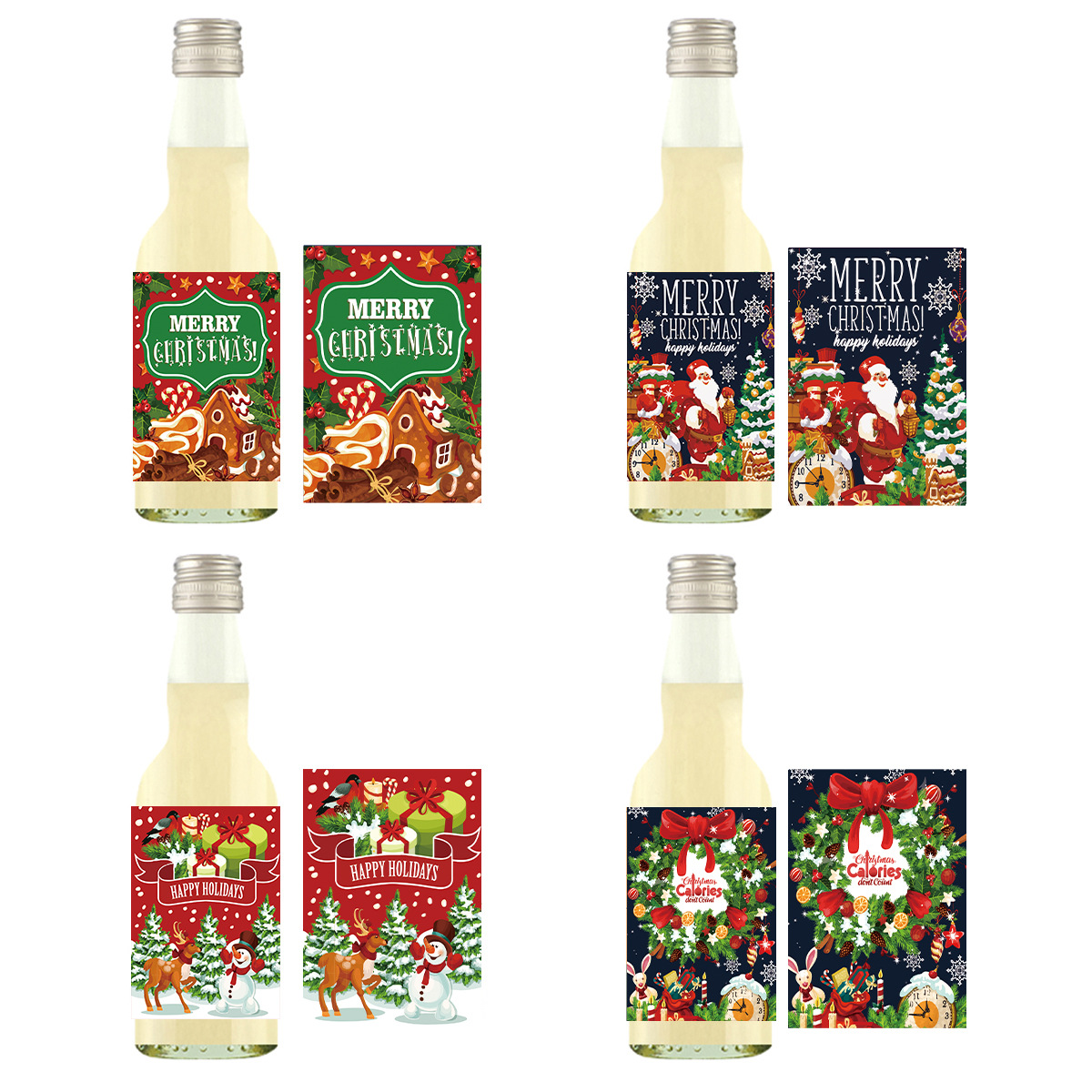 Nueva Etiqueta de botella de Navidad transfronteriza 24 piezas pegatinas Feliz FIESTA DE Navidad atmósfera accesorios de diseño