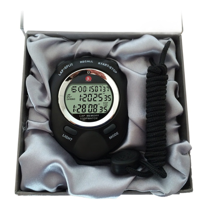 Multi-functional sports waterproof chronograph three-row 120-Channel luminous memory stopwatch
