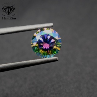 Magic Color Mosan Diamond Moissanite Round Imitation Diamond Color Plated Silicon Carbide Pointed Diamond Jewelry Inlaid Main Stone