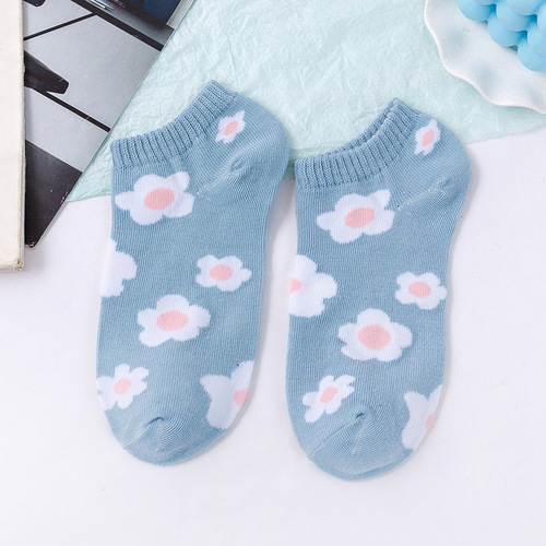 Socks for women low cut shallow mouth invisible spring, summer and autumn boat socks wholesale new blue Harajuku style short socks for women