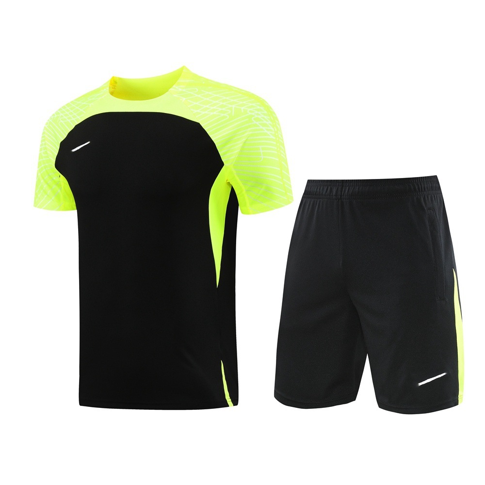 Camiseta de fútbol, cuello redondo, traje deportivo de manga corta, pantalones cortos de fitness de verano, traje de baloncesto de dos piezas